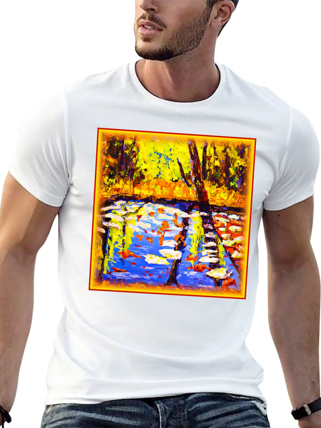 Abstract Landscape Graphic Tee - Artistic Comfort