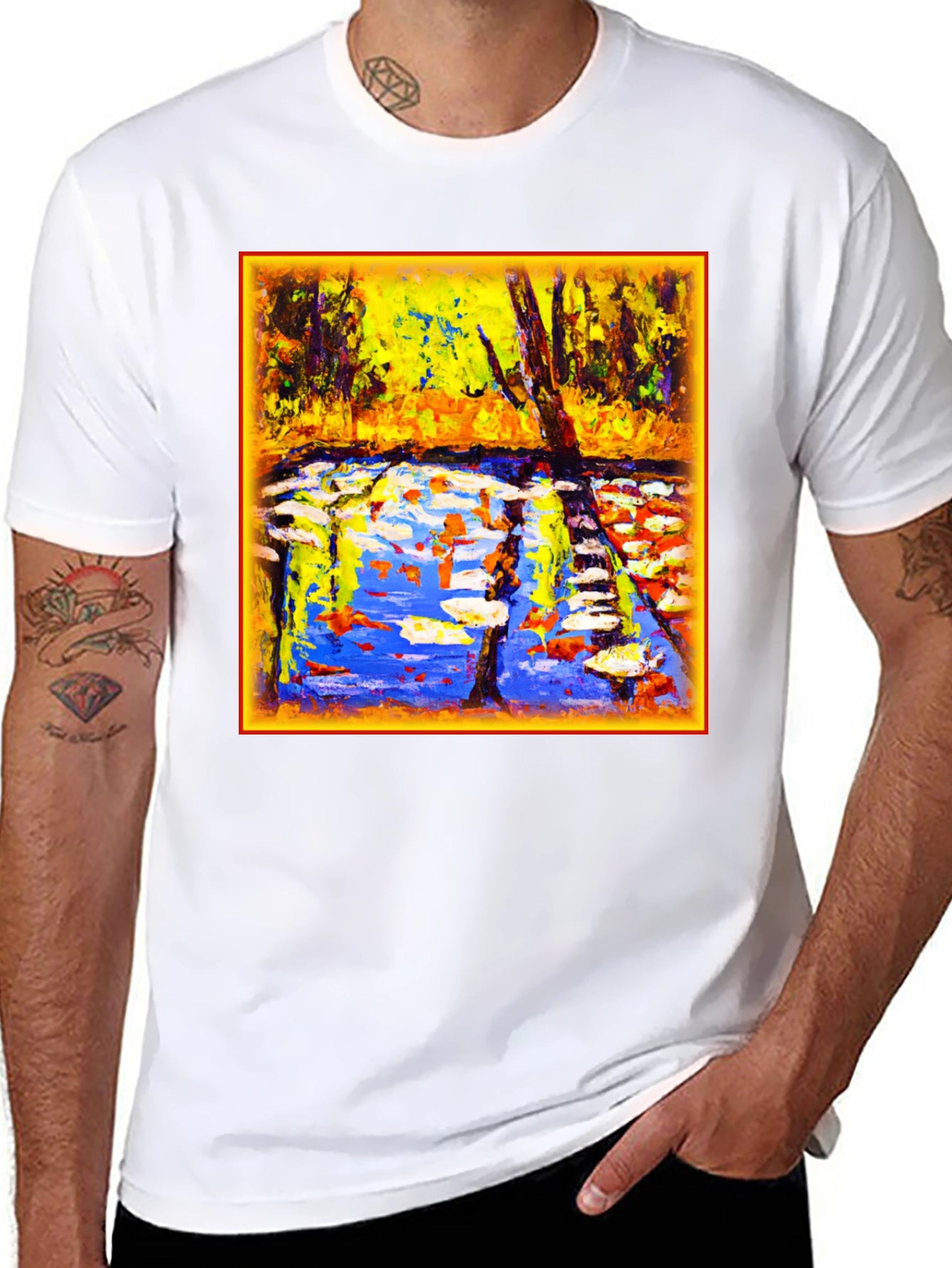 Abstract Landscape Graphic Tee - Artistic Comfort