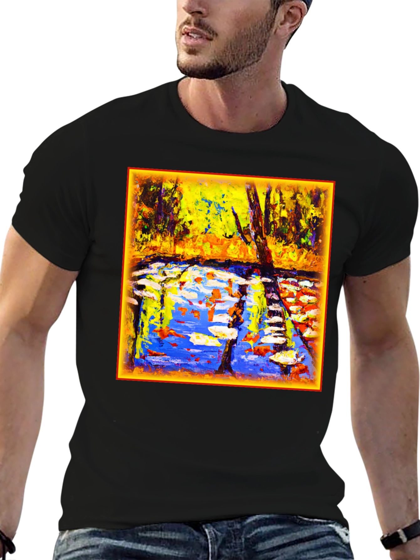 Abstract Landscape Graphic Tee - Artistic Comfort