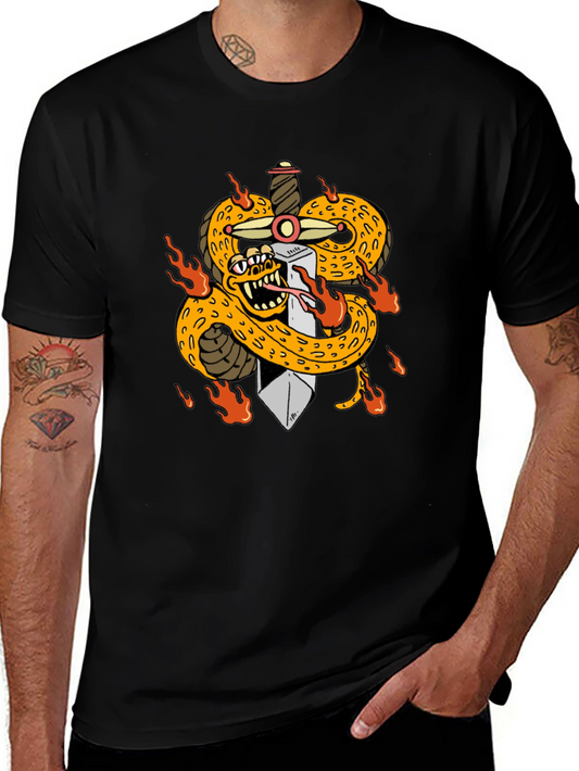 Snake & Sword Graphic Tee - Unique Black T-Shirt