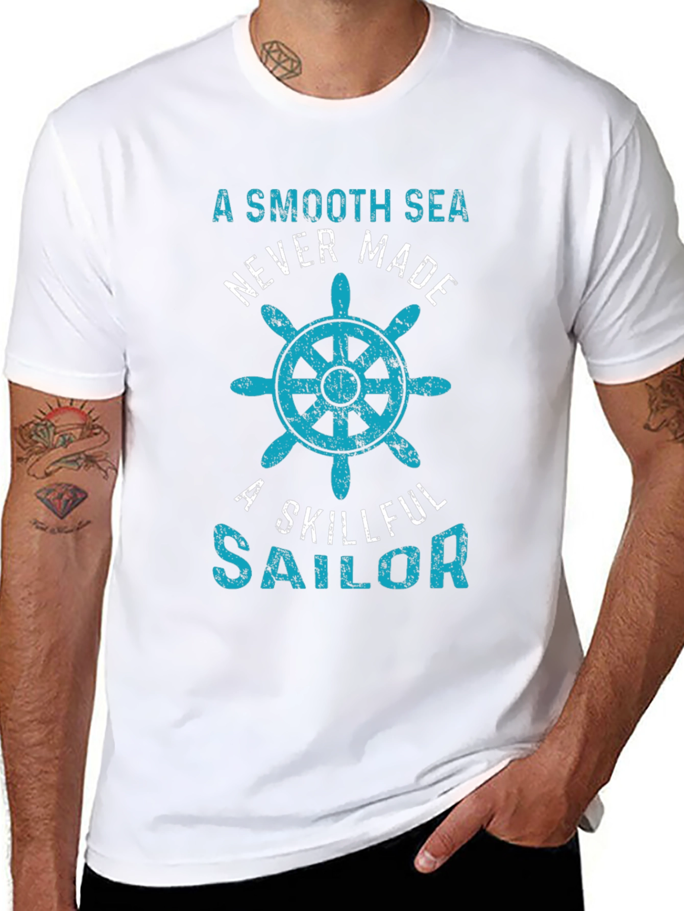 Smooth Sea Sailor Tee - Bold Nautical Graphic