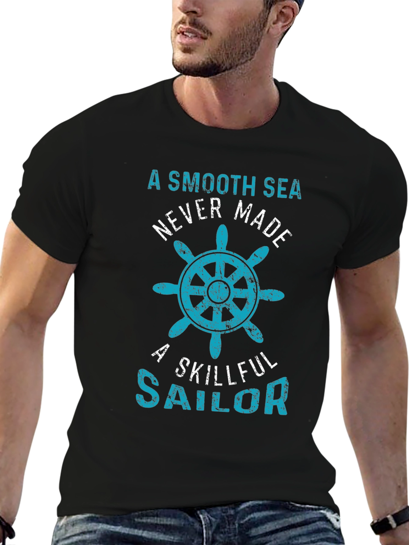 Smooth Sea Sailor Tee - Bold Nautical Graphic