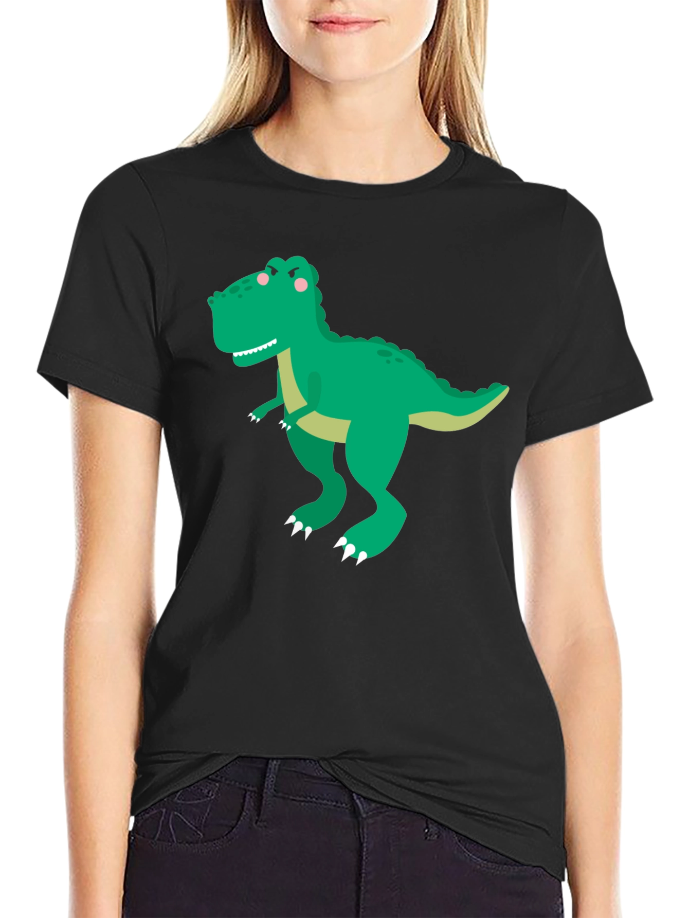 Dinosaur Graphic Tee - Classic Black Cotton T-Shirt
