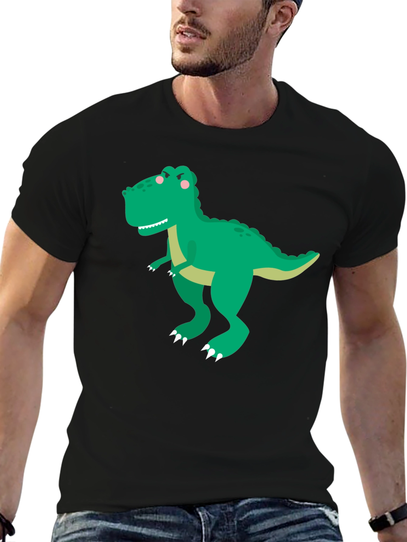 Dinosaur Graphic Tee - Classic Black Cotton T-Shirt