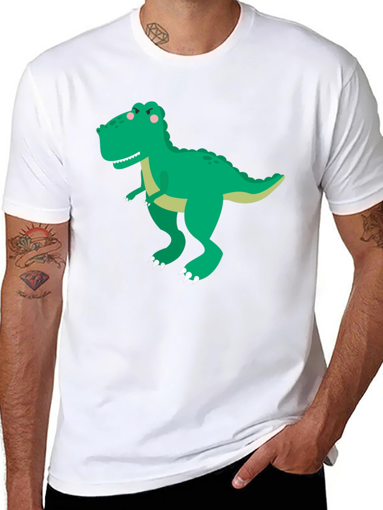 Dinosaur Graphic Tee - Classic Black Cotton T-Shirt