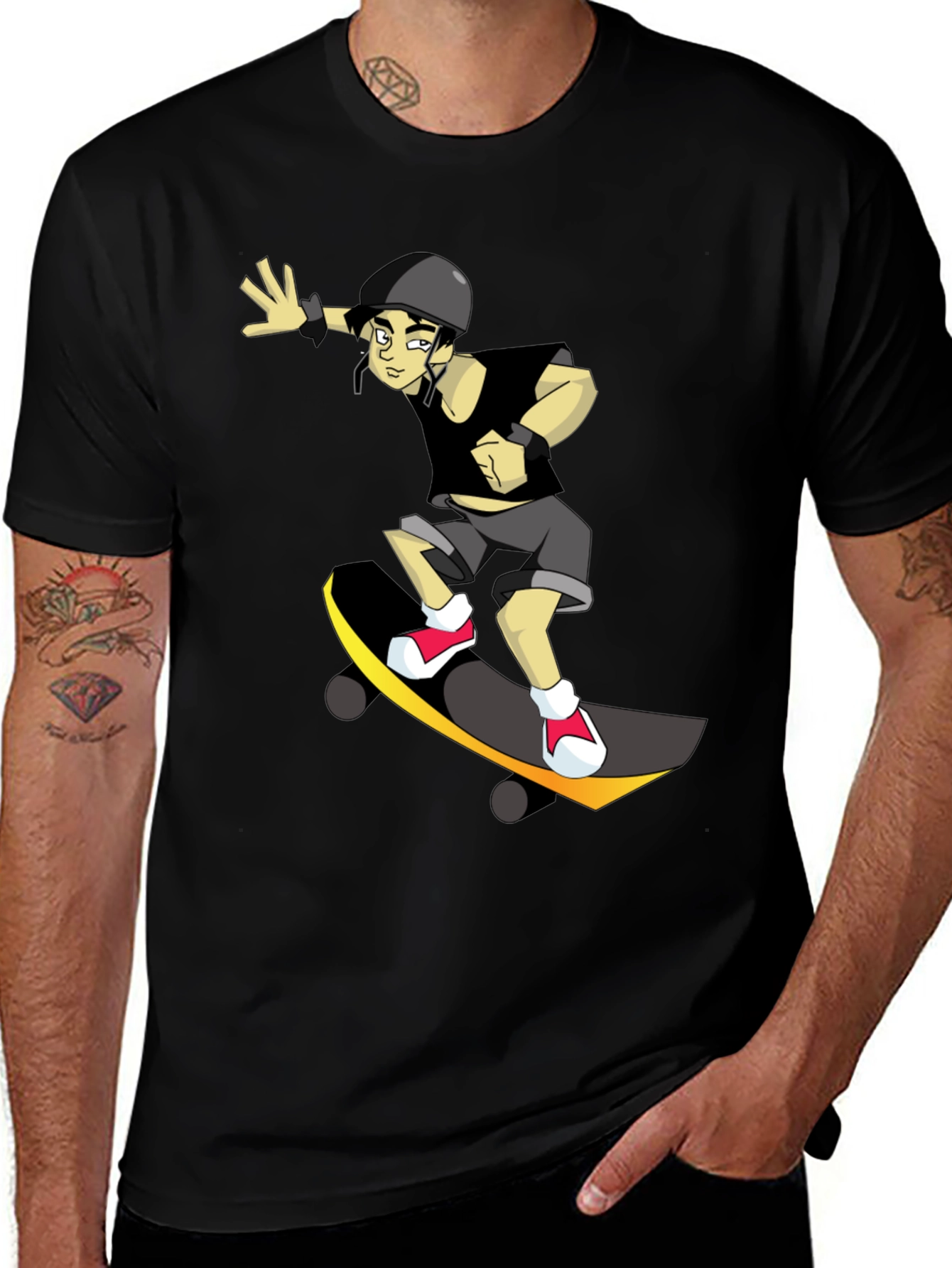 Skateboarding Graphic T-Shirt - Black