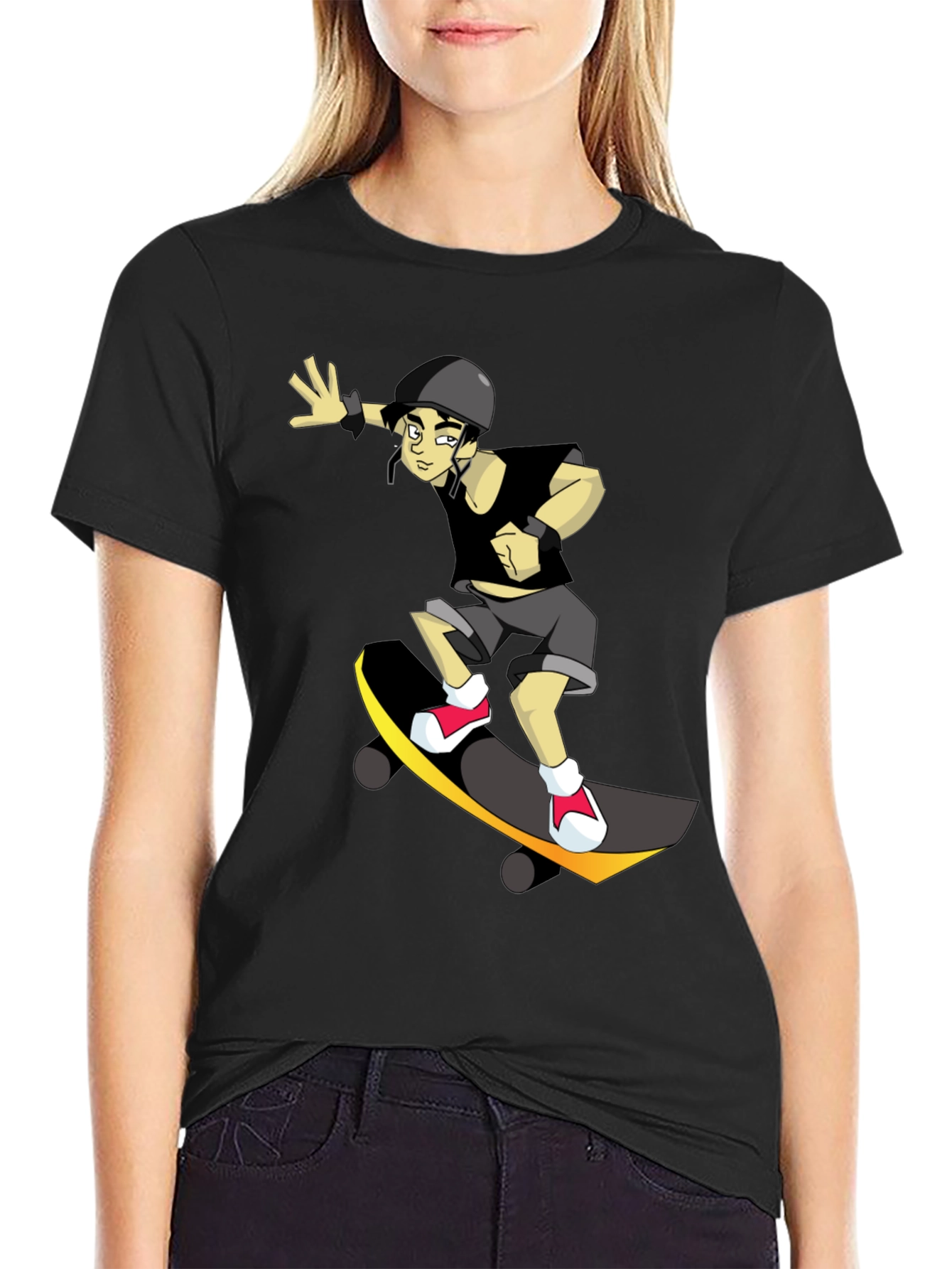 Skateboarding Graphic T-Shirt - Black