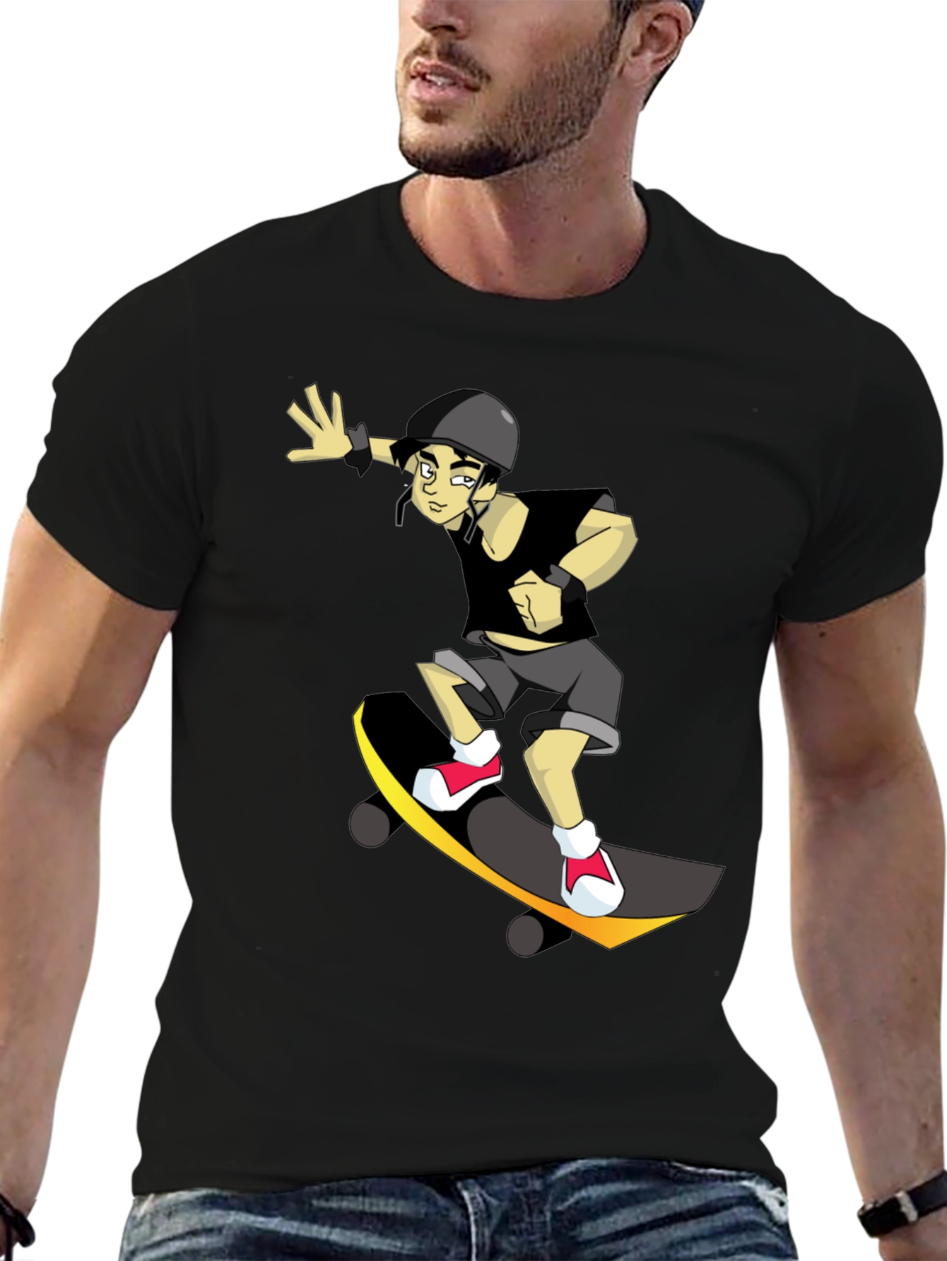 Skateboarding Graphic T-Shirt - Black
