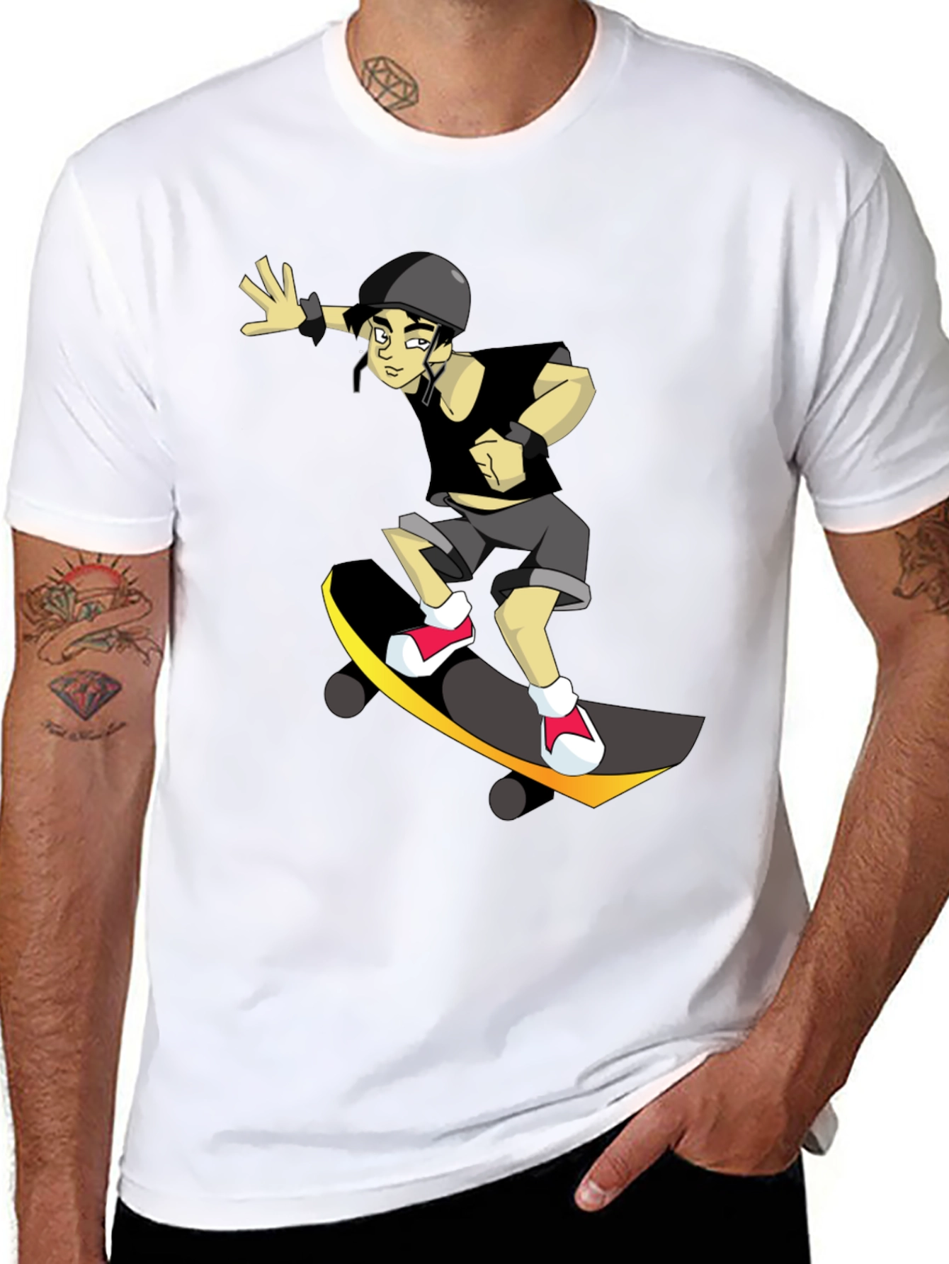 Skateboarding Graphic T-Shirt - Black