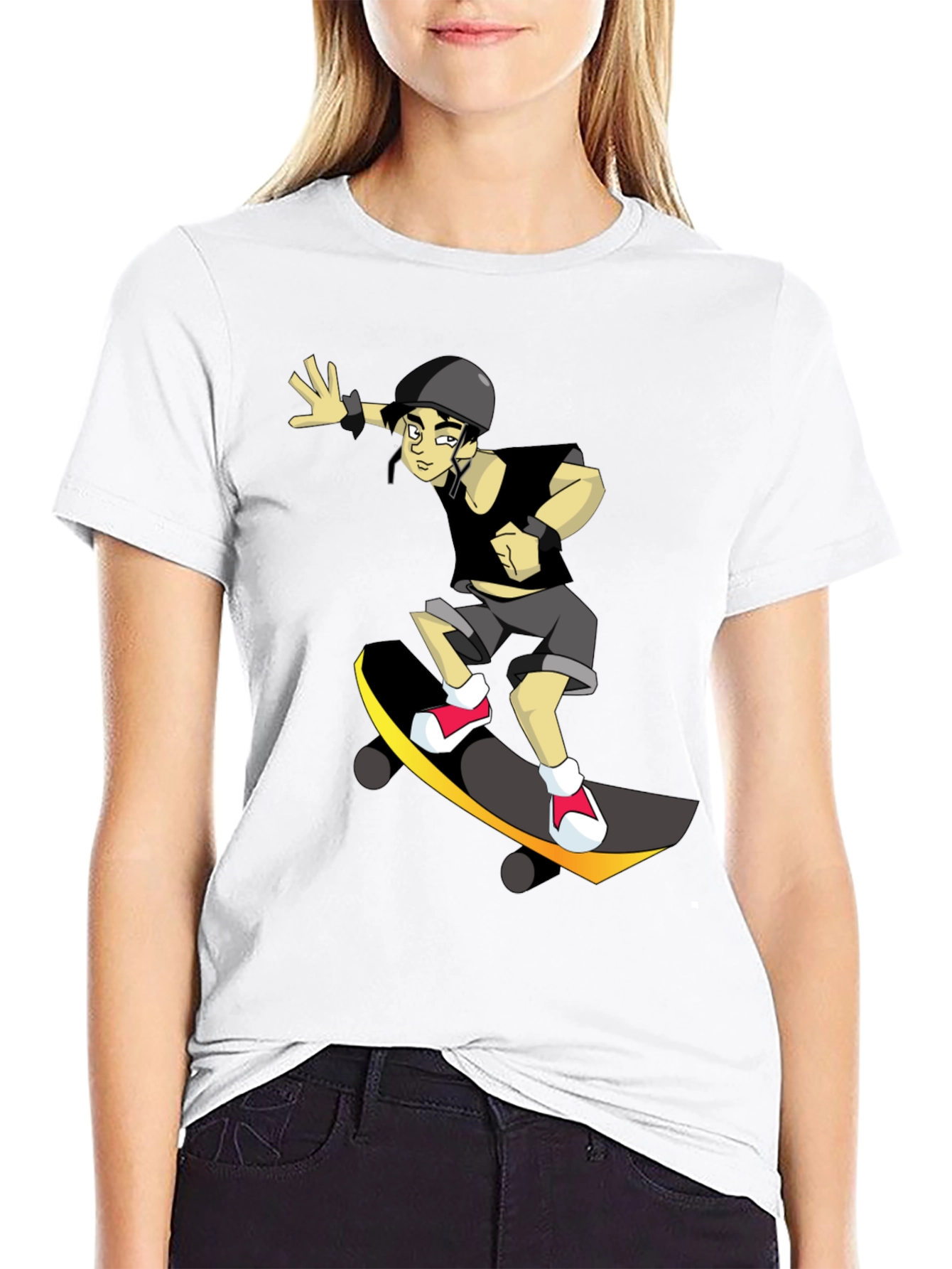 Skateboarding Graphic T-Shirt - Black