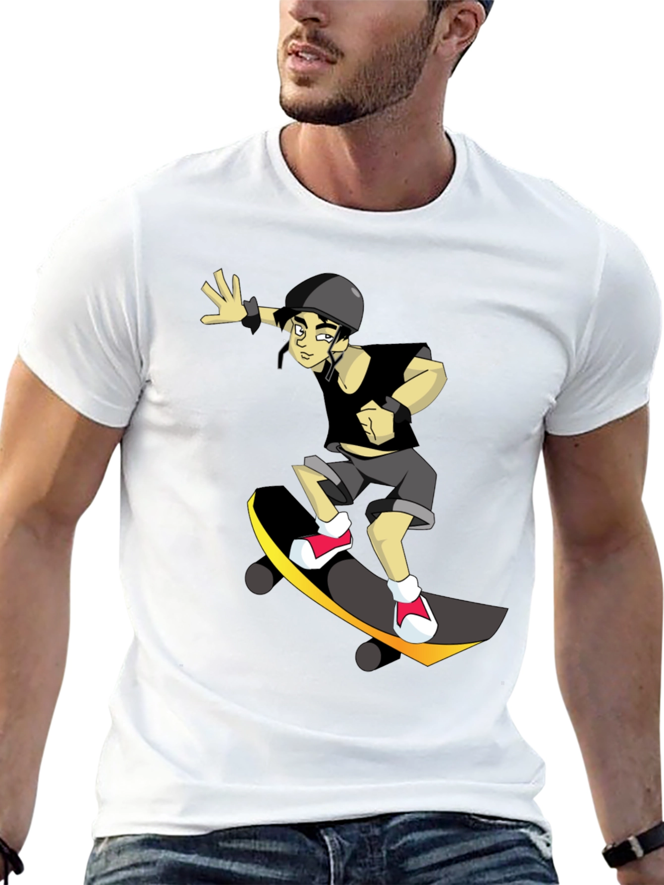 Skateboarding Graphic T-Shirt - Black