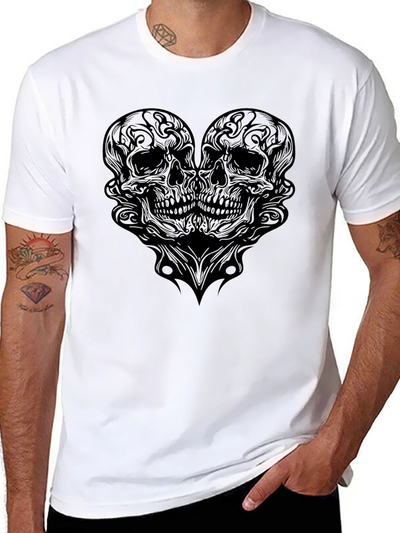 Skull Heart Graphic Tee - Mens Black T-Shirt