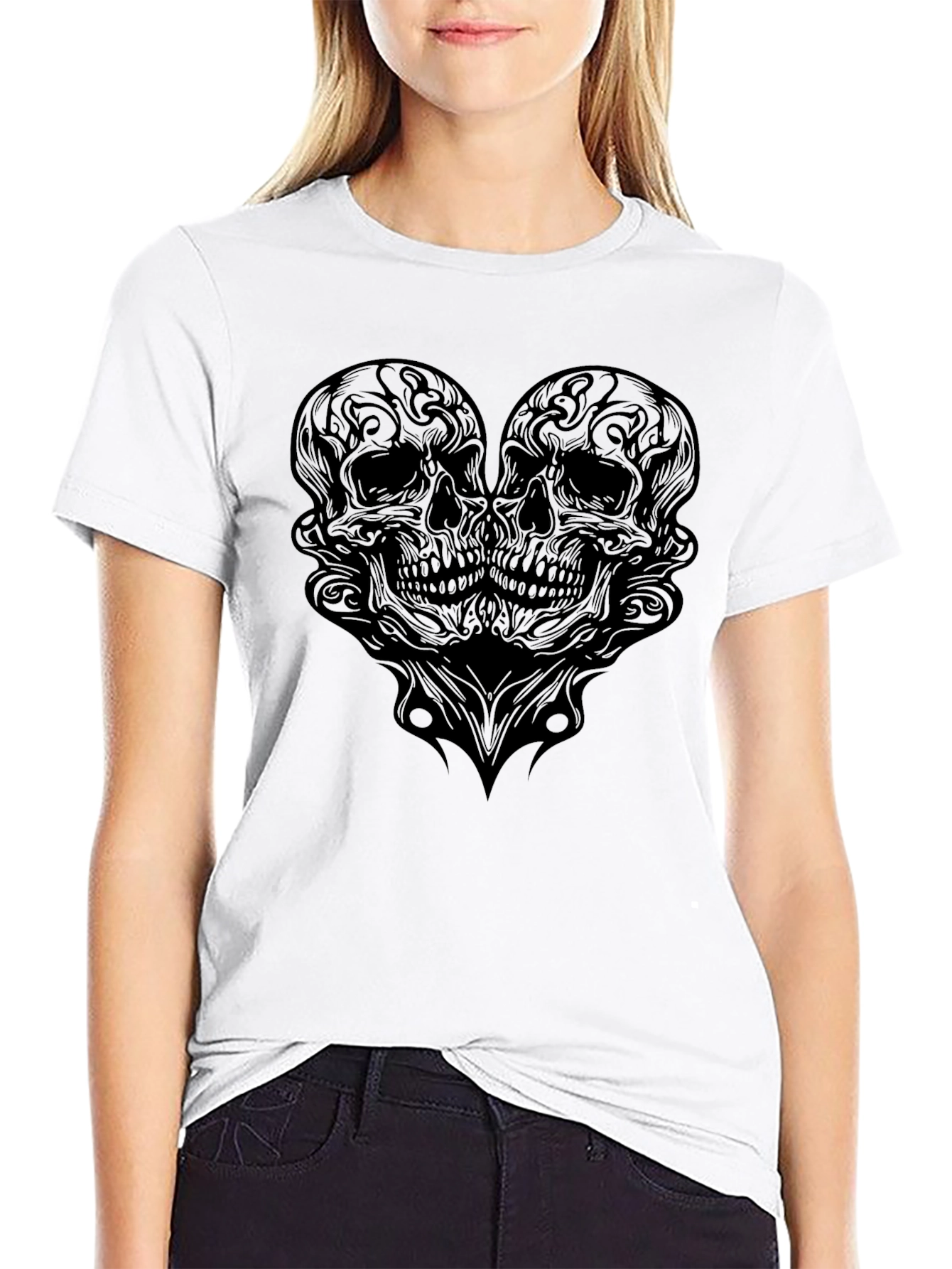 Skull Heart Graphic Tee - Mens Black T-Shirt