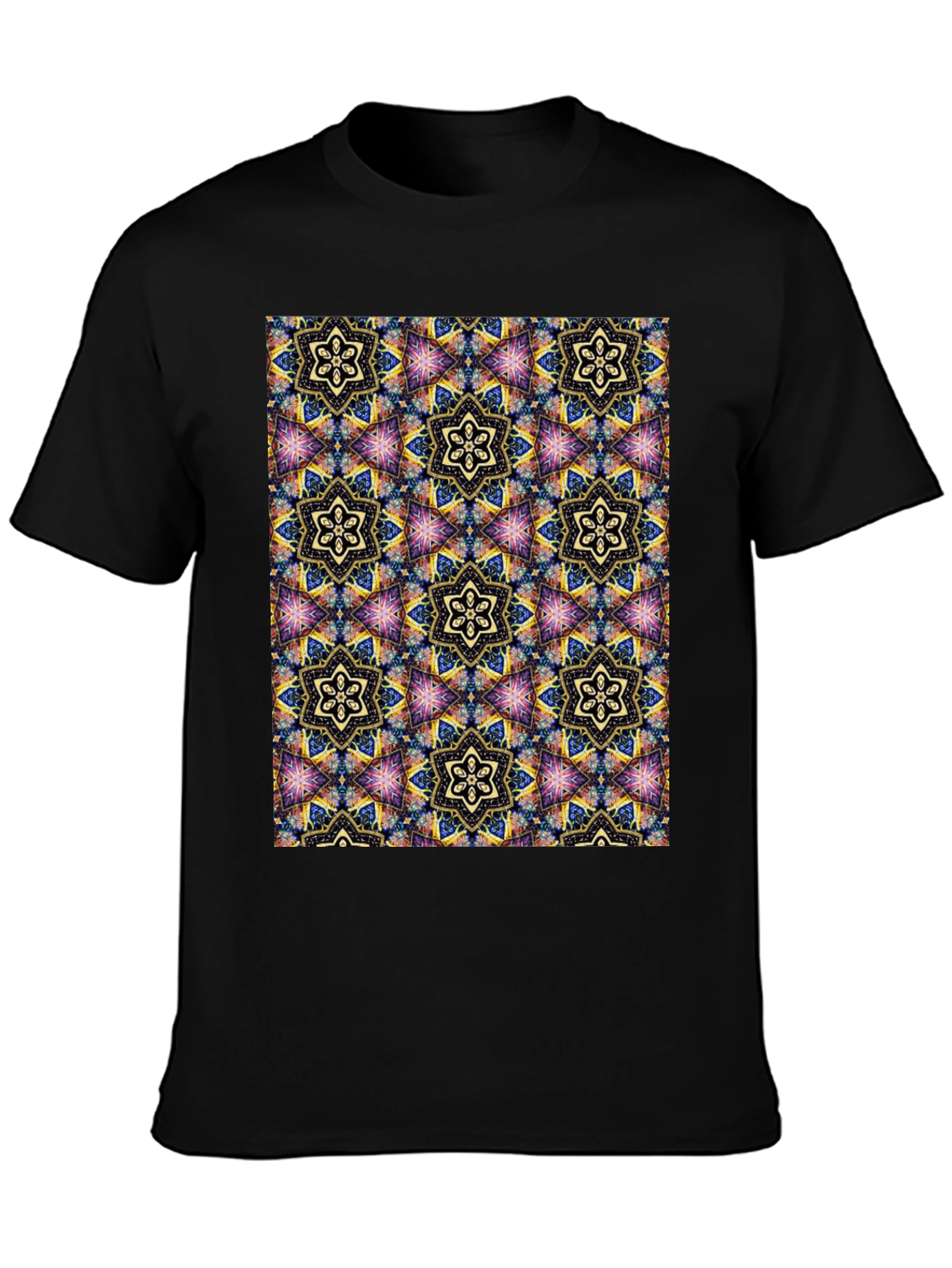 Kaleidoscope Pattern Black T-Shirt
