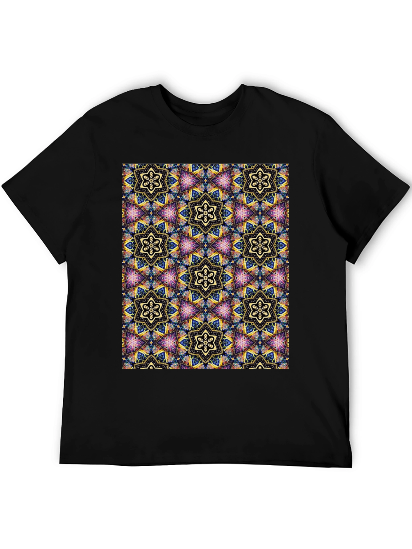 Kaleidoscope Pattern Black T-Shirt