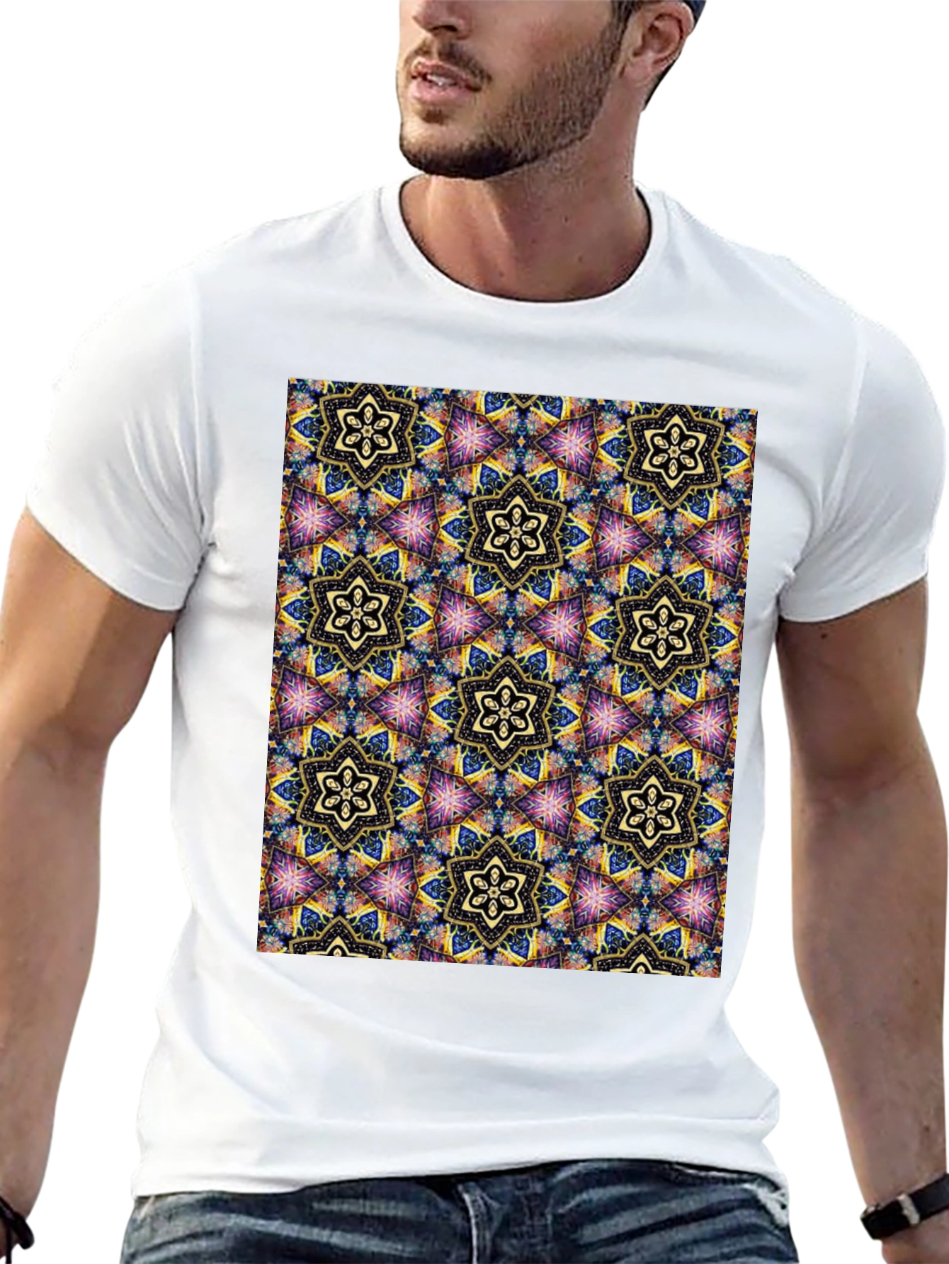 Kaleidoscope Pattern Black T-Shirt