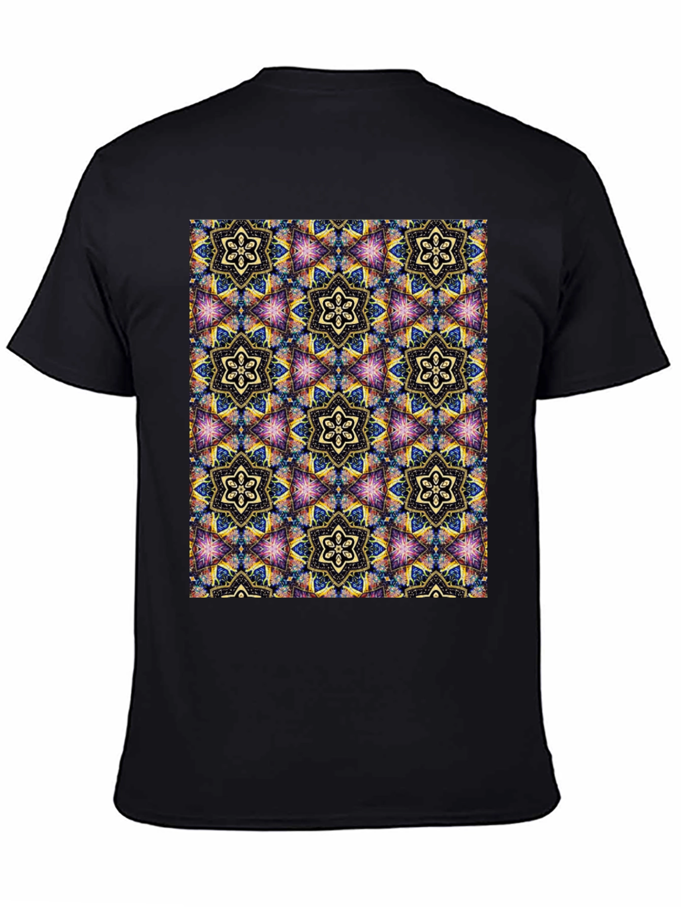 Kaleidoscope Pattern Black T-Shirt