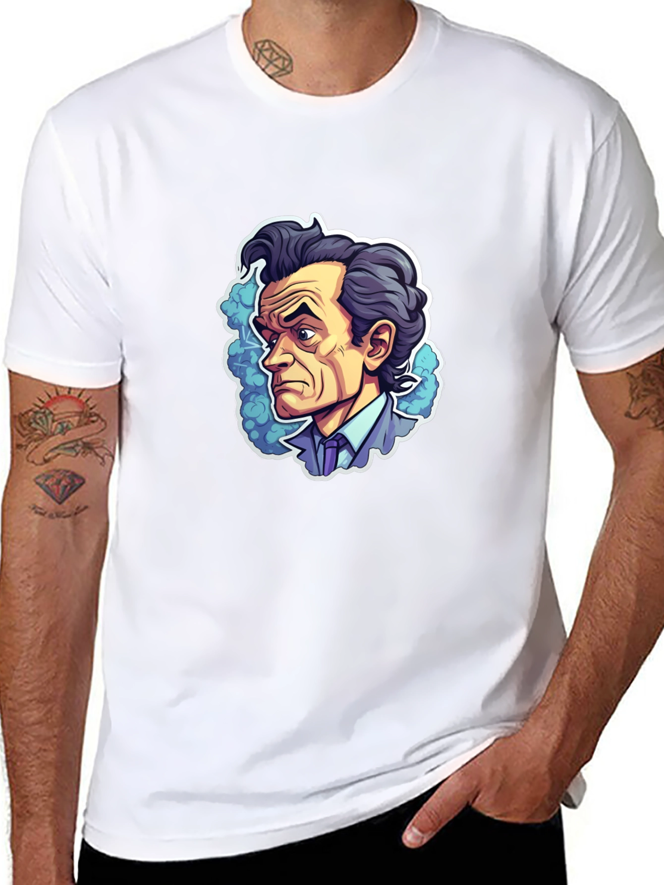Cartoon Portrait Black T-Shirt