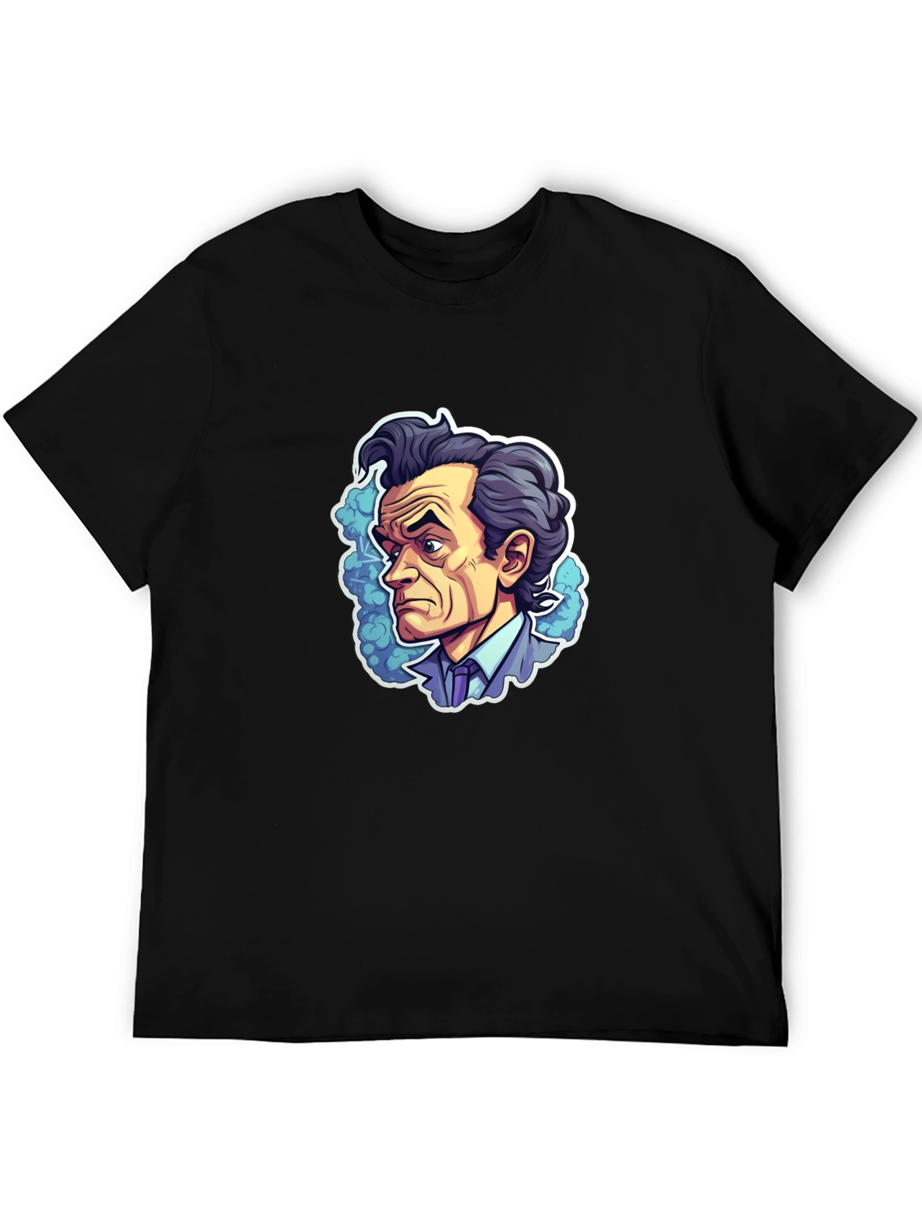 Cartoon Portrait Black T-Shirt