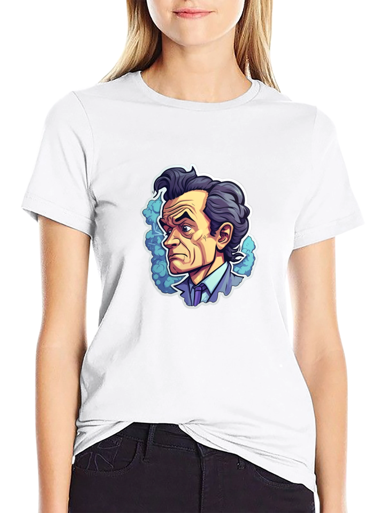 Cartoon Portrait Black T-Shirt