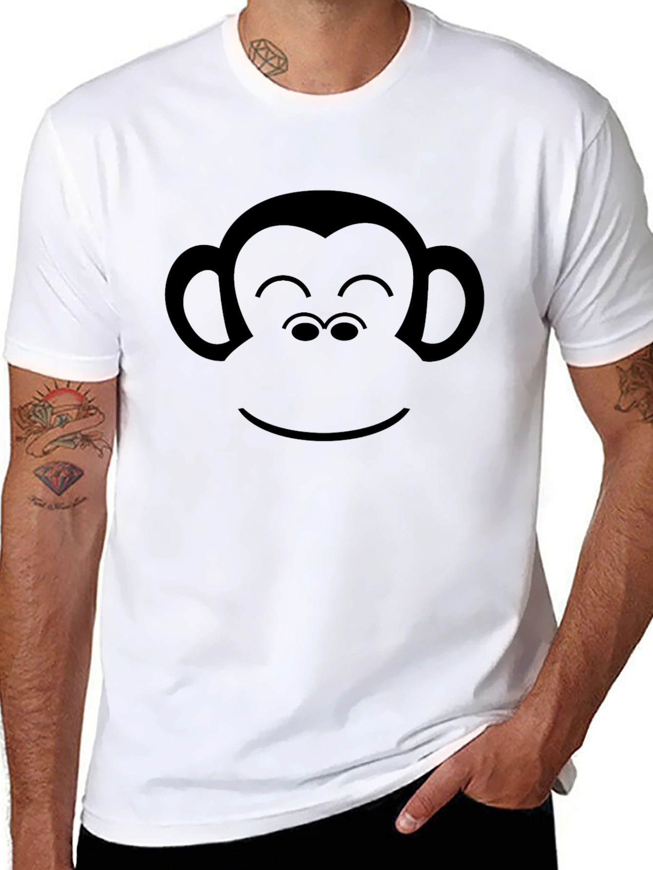 Monkey Face Graphic Black T-Shirt - Casual Tee