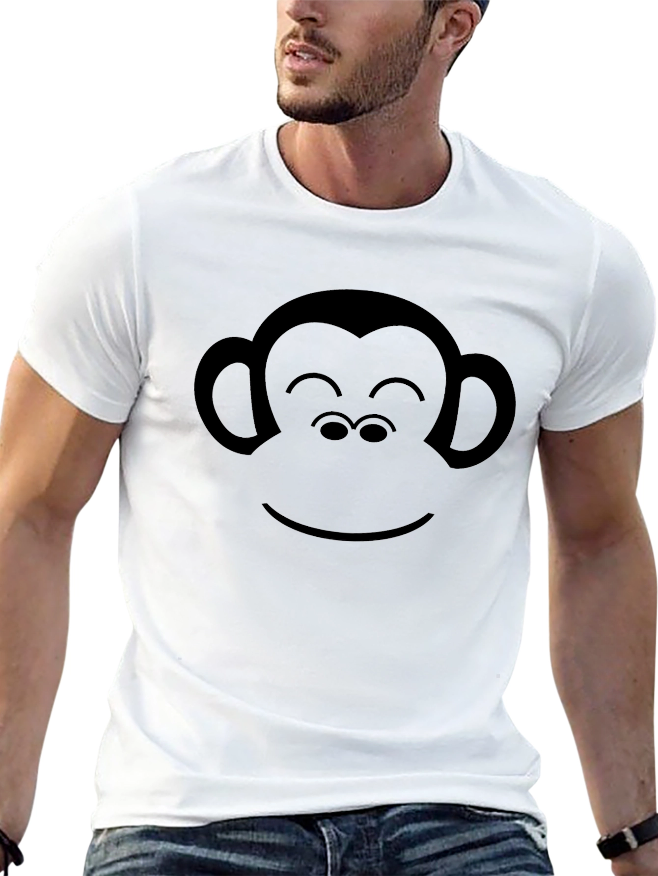 Monkey Face Graphic Black T-Shirt - Casual Tee