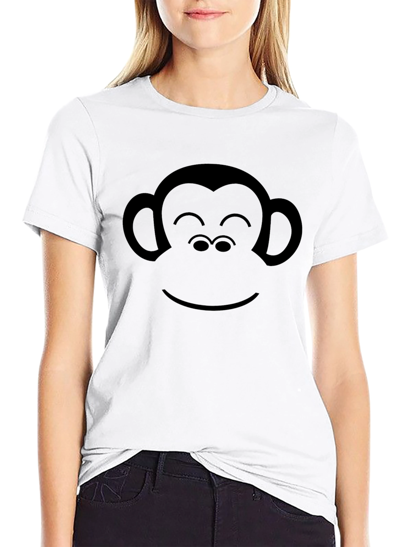 Monkey Face Graphic Black T-Shirt - Casual Tee