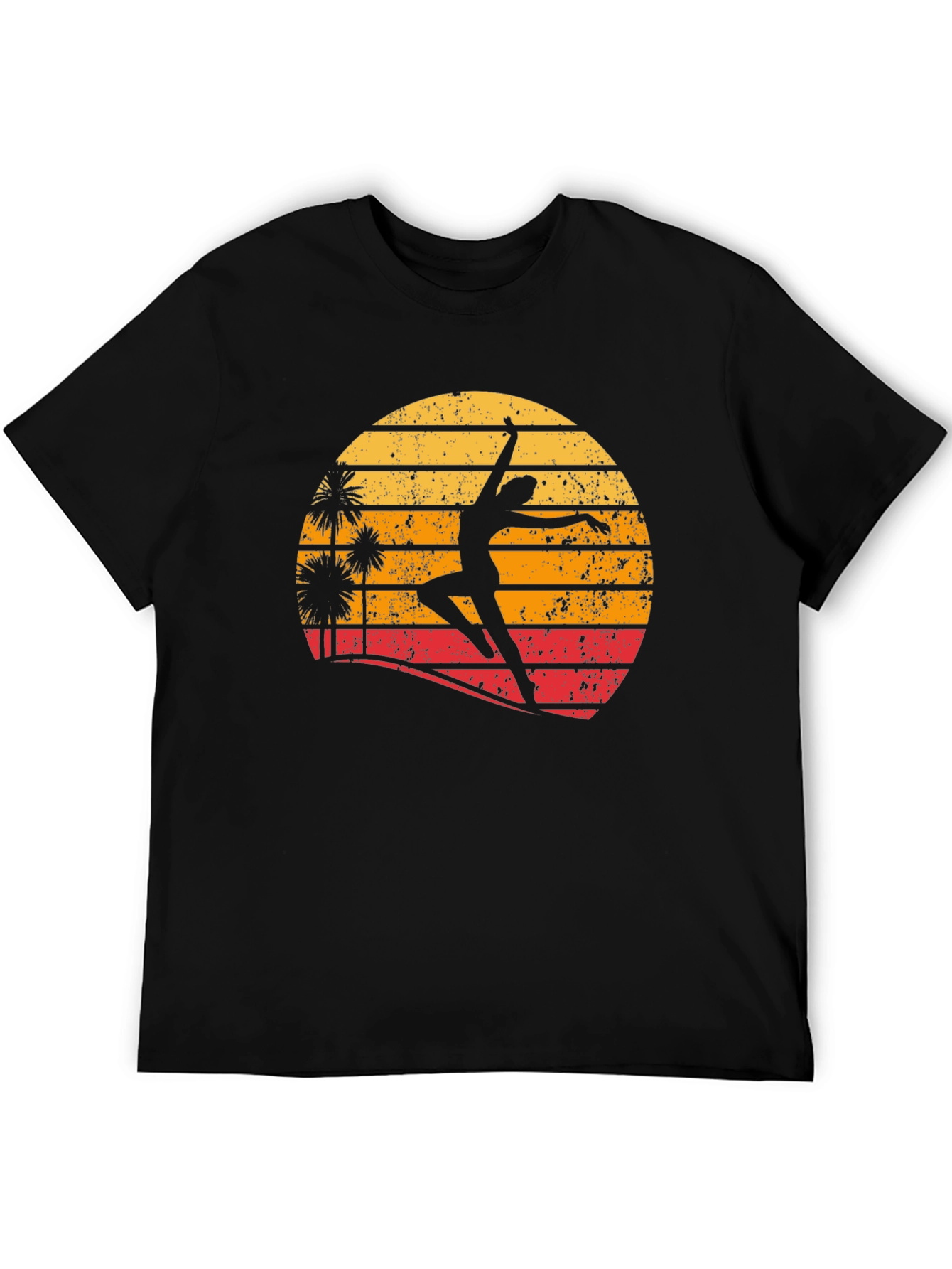 Retro Sunset Dancer Graphic Tee - Black