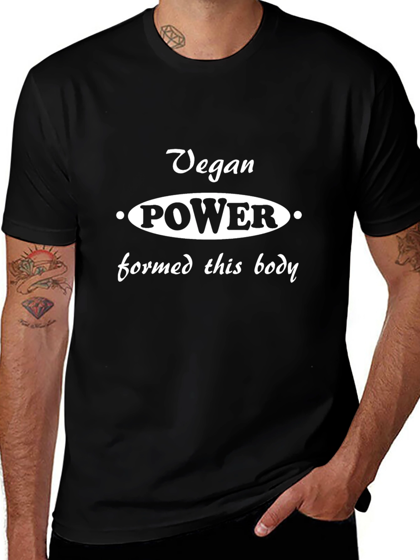 Vegan Power T-Shirt - Black Cotton Blend