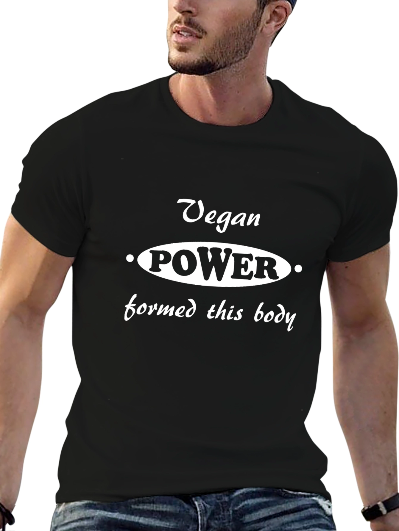 Vegan Power T-Shirt - Black Cotton Blend