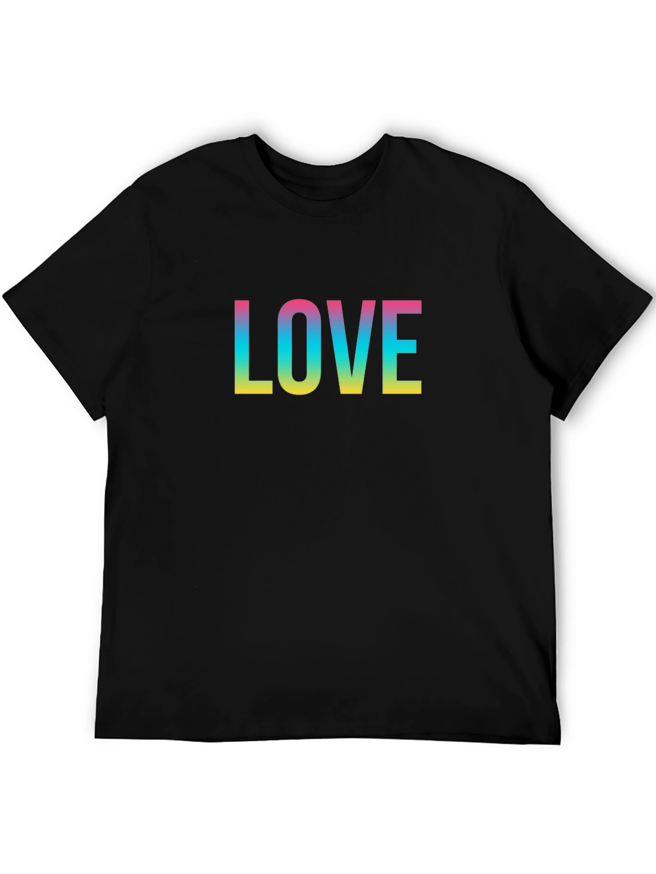 Love Rainbow Print Black T-Shirt
