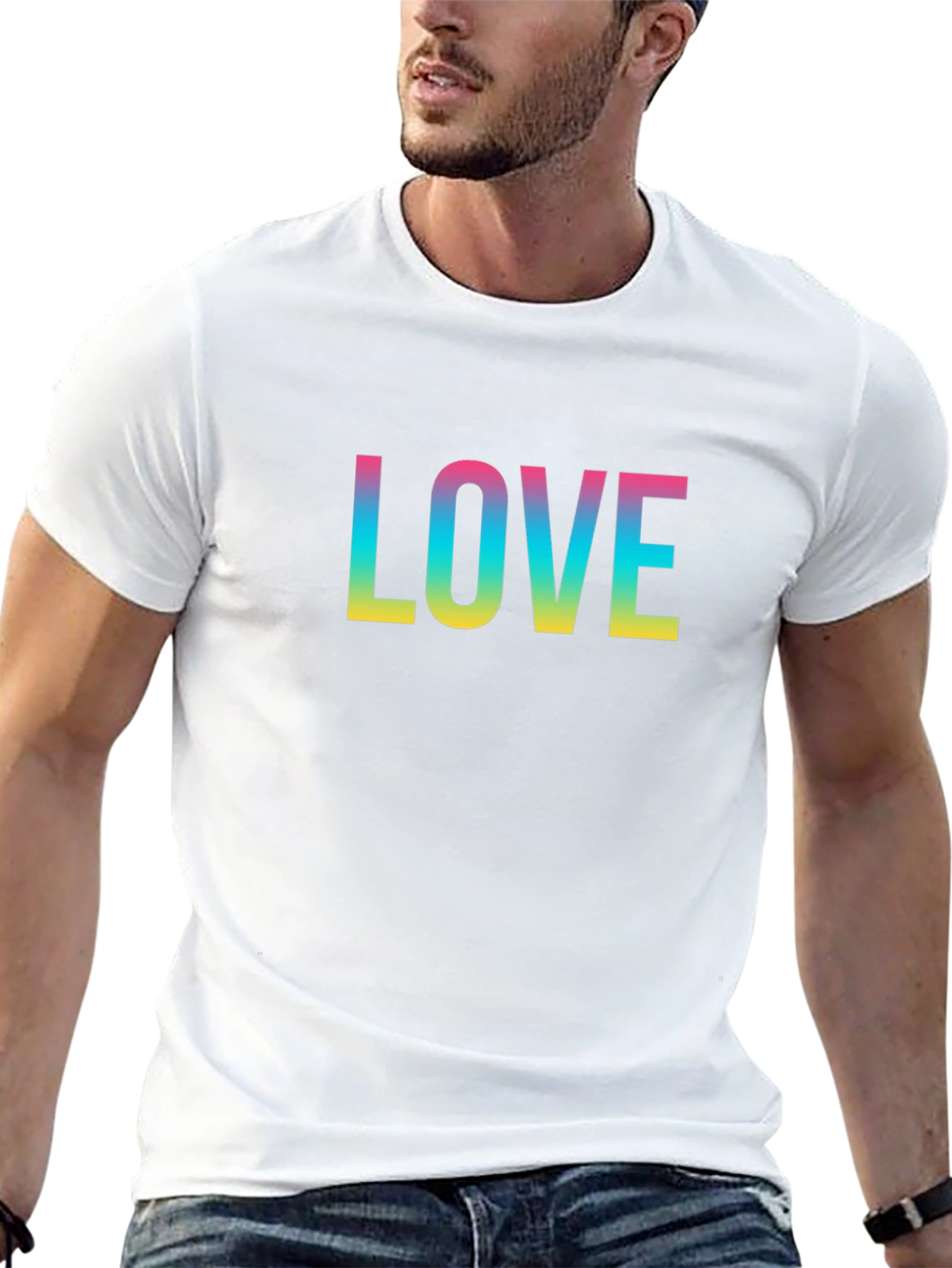 Love Rainbow Print Black T-Shirt