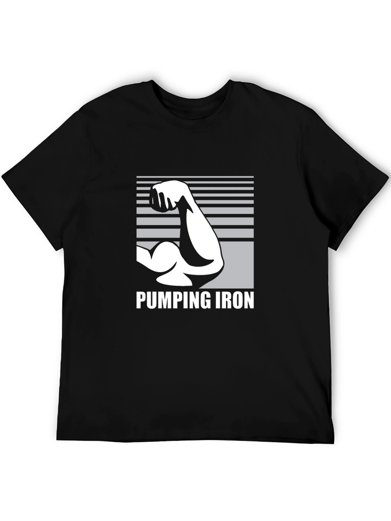 Pumping Iron Graphic Tee - Black Cotton Gym Shirt