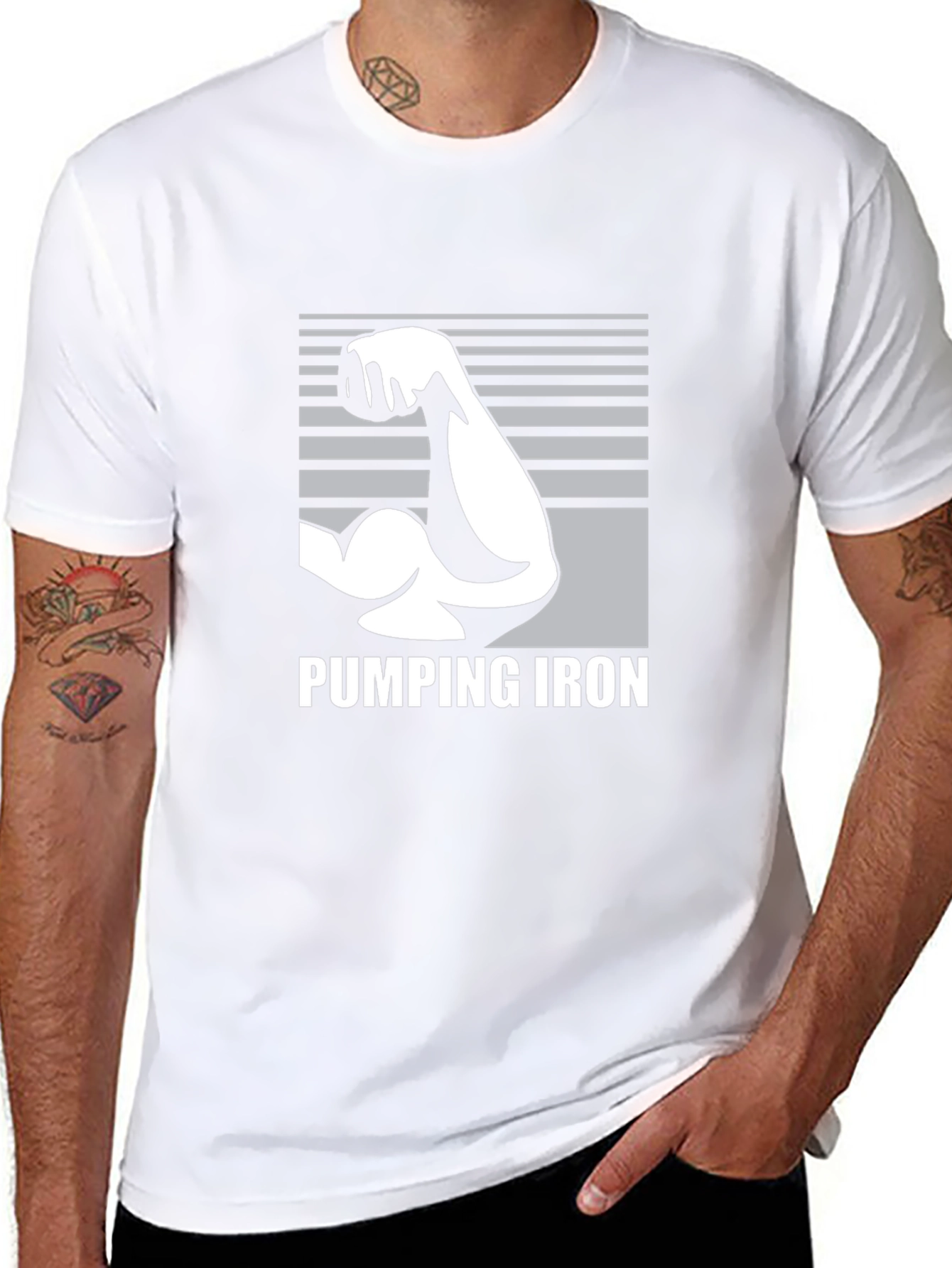 Pumping Iron Graphic Tee - Black Cotton Gym Shirt