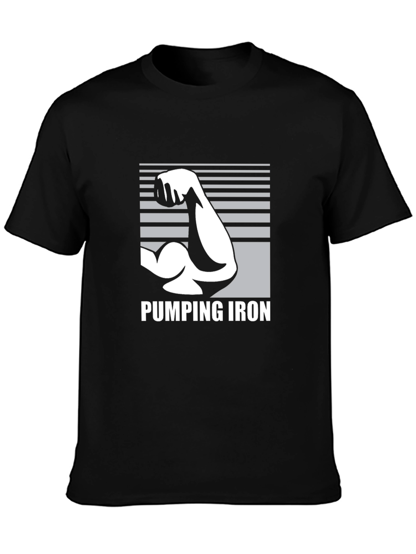 Pumping Iron Graphic Tee - Black Cotton Gym Shirt