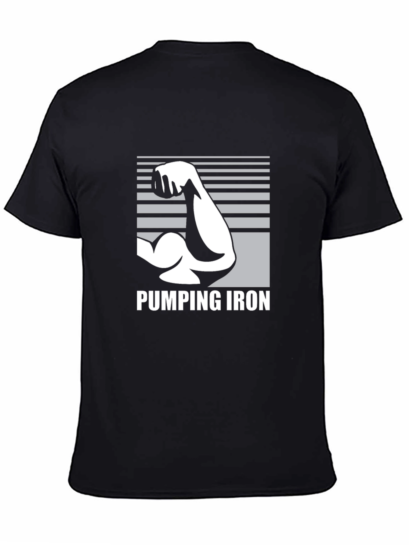 Pumping Iron Graphic Tee - Black Cotton Gym Shirt