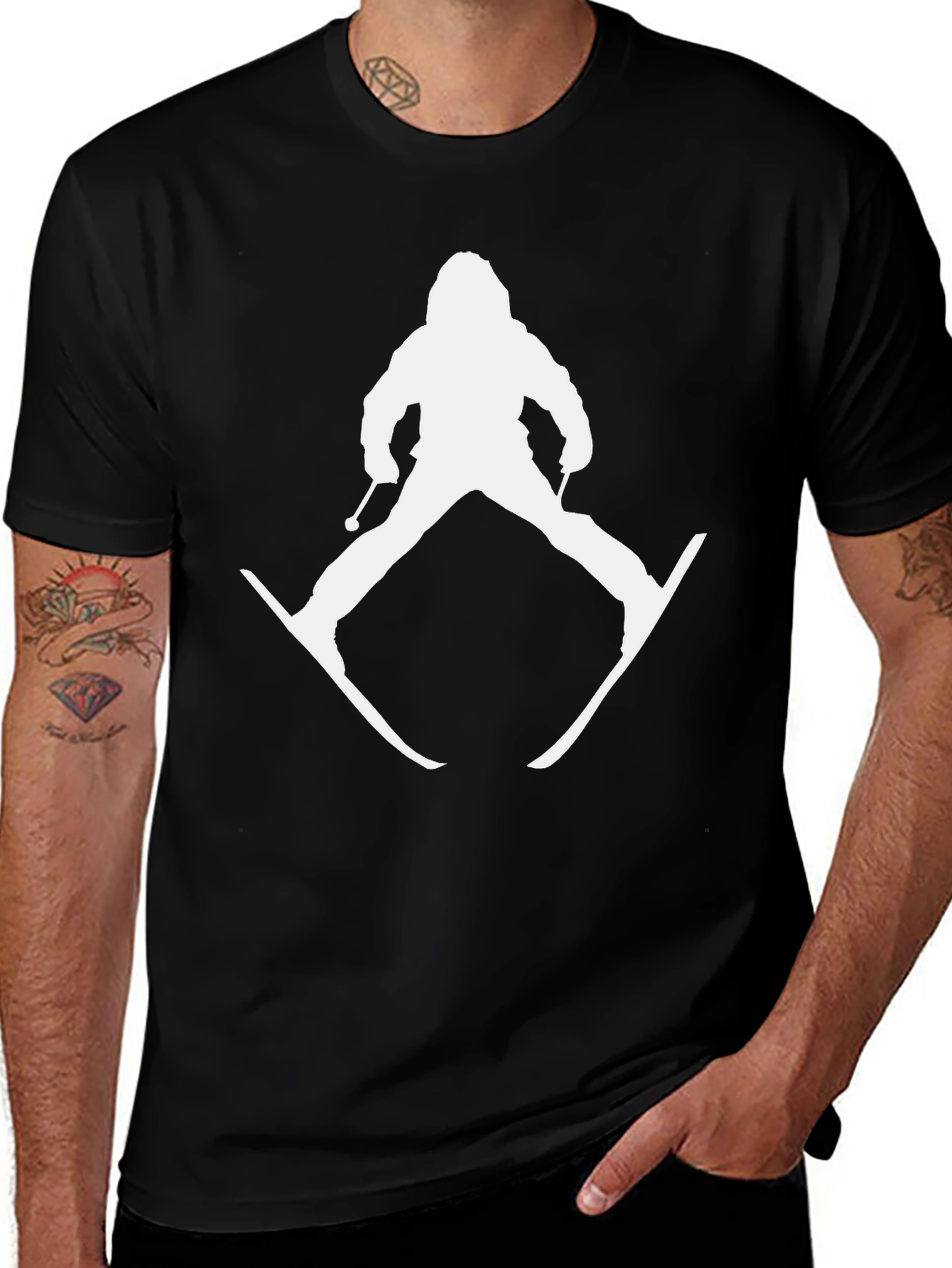 Black Skiing Silhouette Graphic Tee