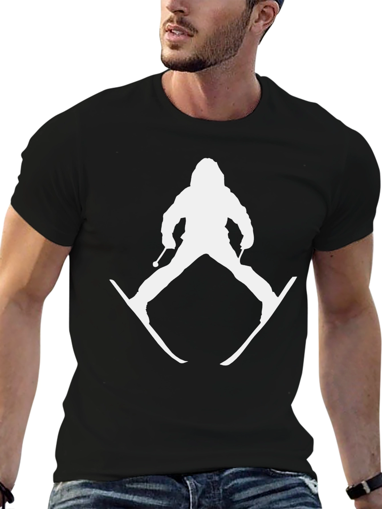 Black Skiing Silhouette Graphic Tee