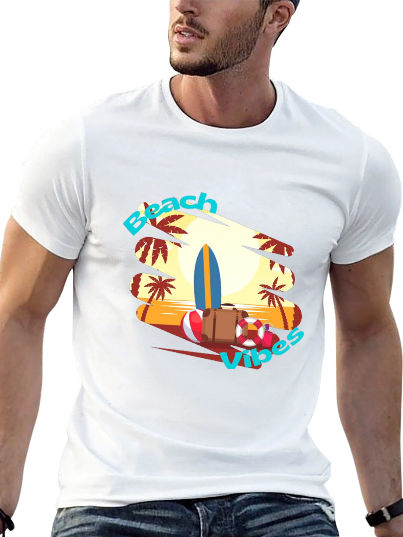 Beach Vibes Graphic T-Shirt - Tropical Summer Tee
