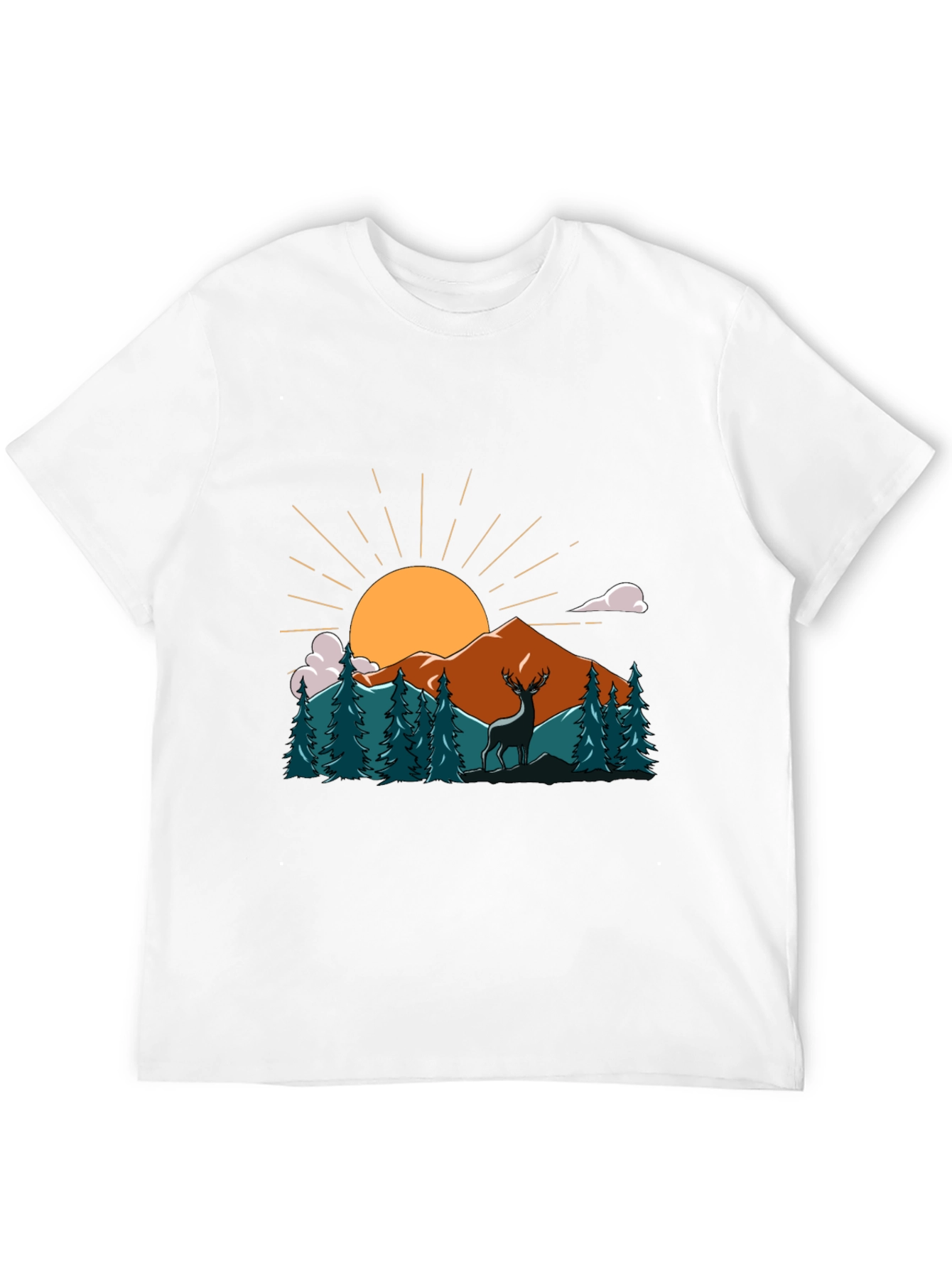 Nature Deer Graphic Tee - Soft Cotton Black T-Shirt