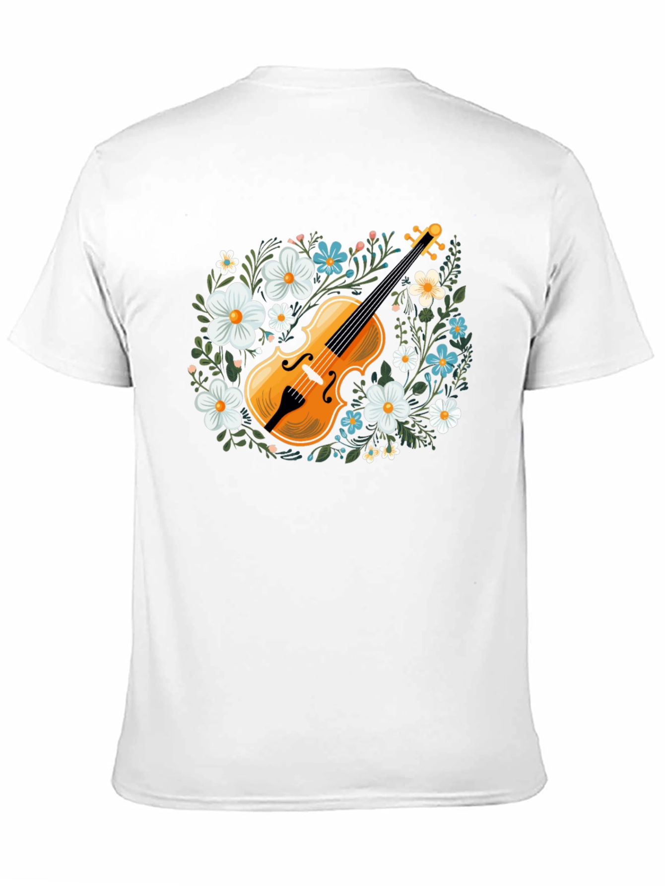 Floral Violin Graphic T-Shirt - Musical Style