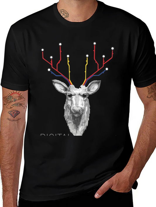 Digital Deer Graphic Tee - Black