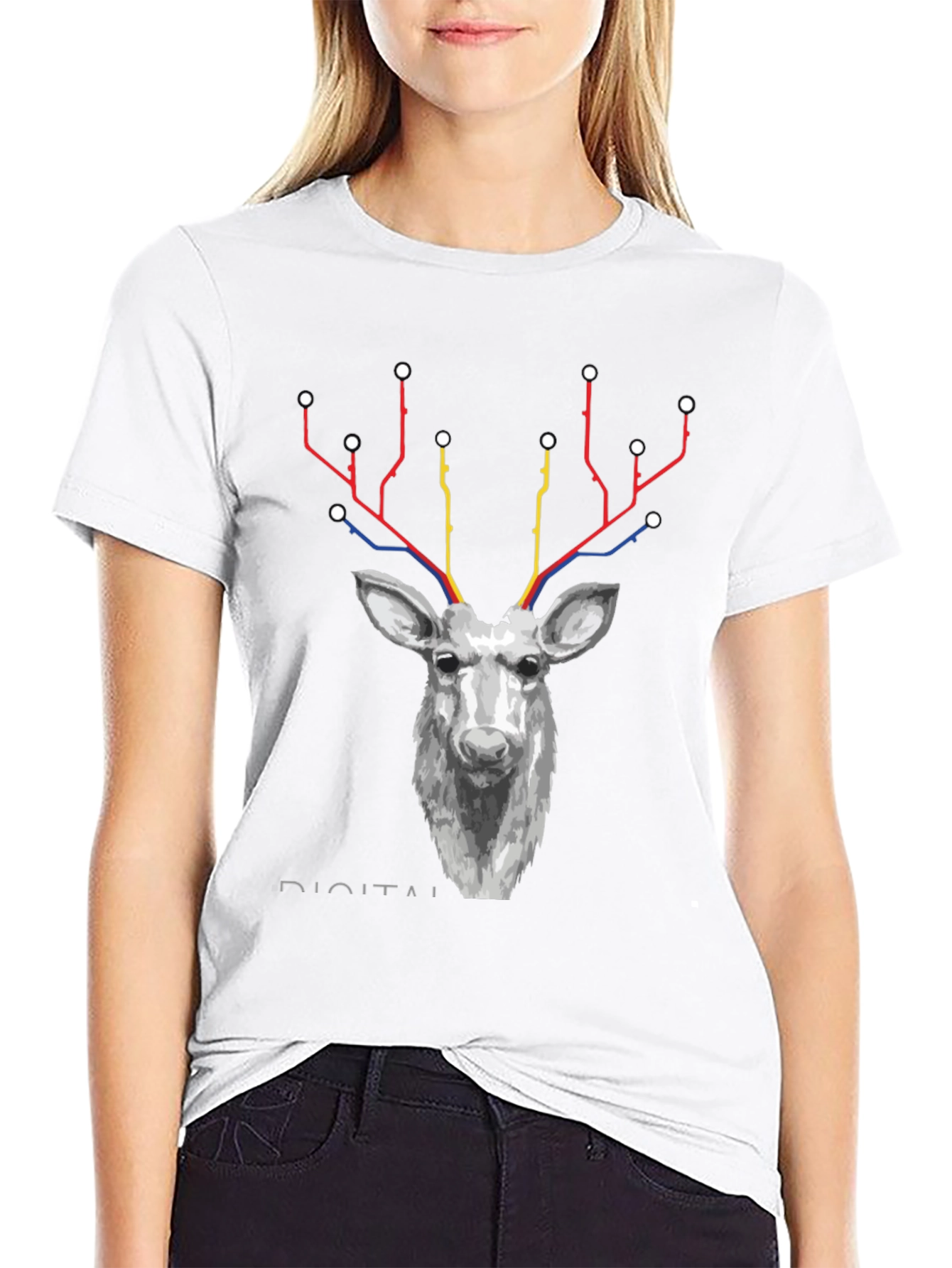 Digital Deer Graphic Tee - Black