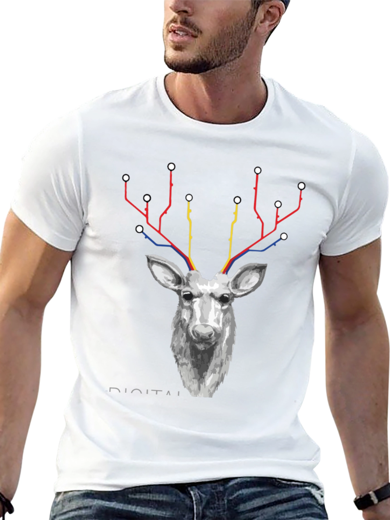 Digital Deer Graphic Tee - Black