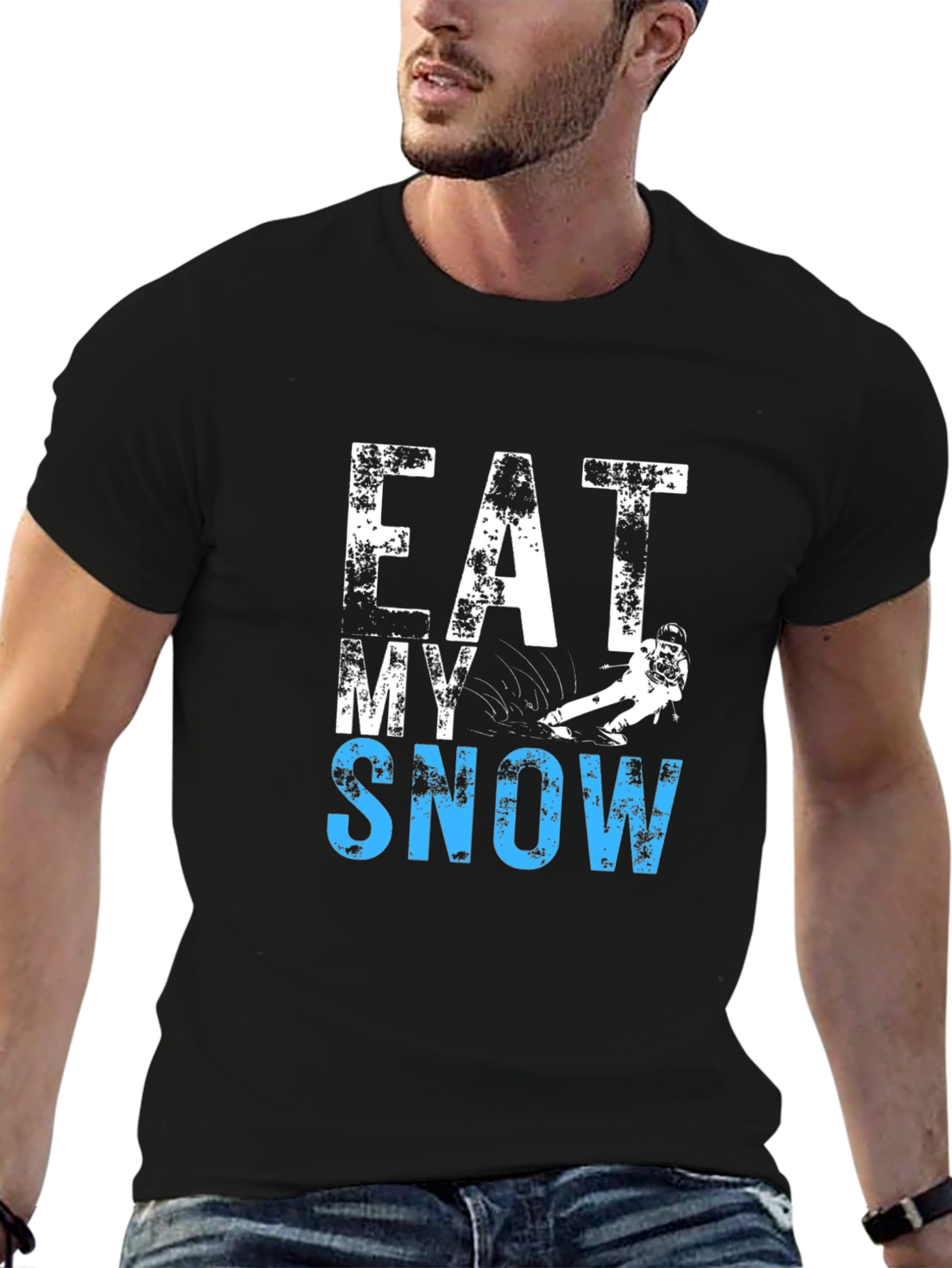 Eat My Snow Black T-Shirt - Skiing Apparel