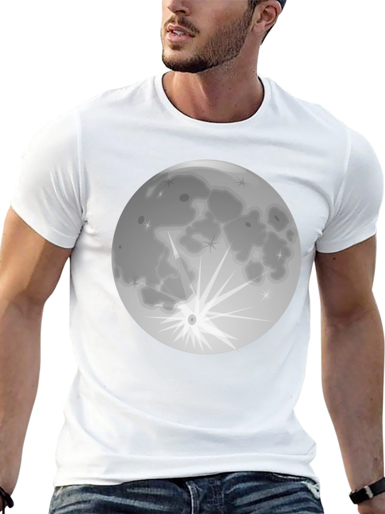 Full Moon Graphic T-Shirt - Black Cotton Tee