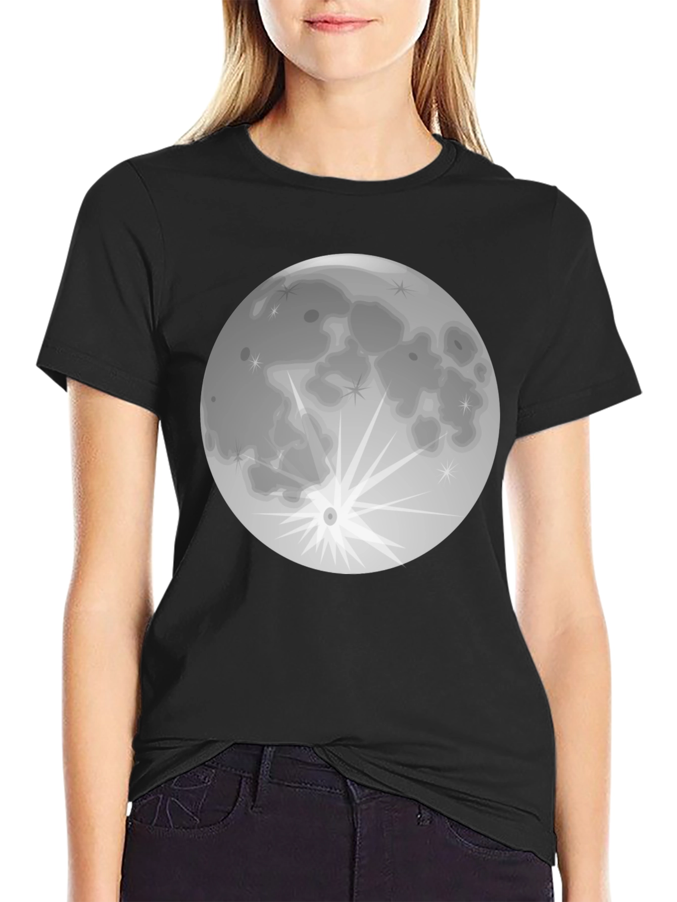 Full Moon Graphic T-Shirt - Black Cotton Tee