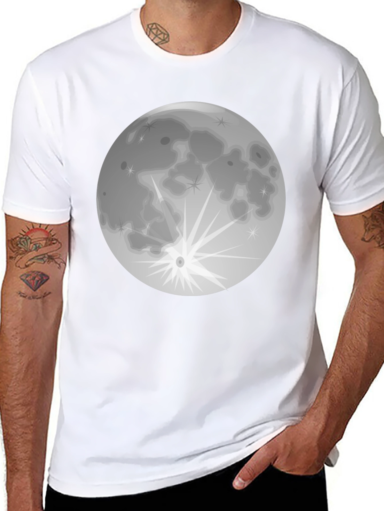 Full Moon Graphic T-Shirt - Black Cotton Tee