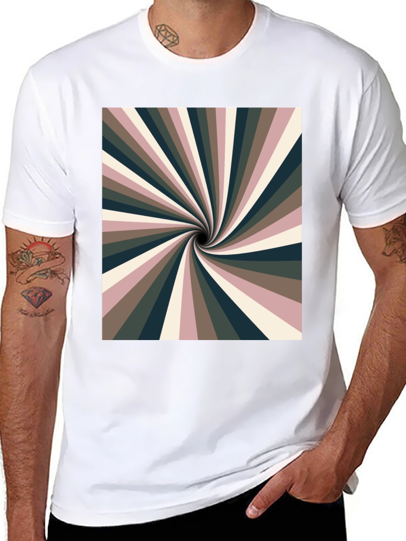 Retro Swirl Graphic Black Tee
