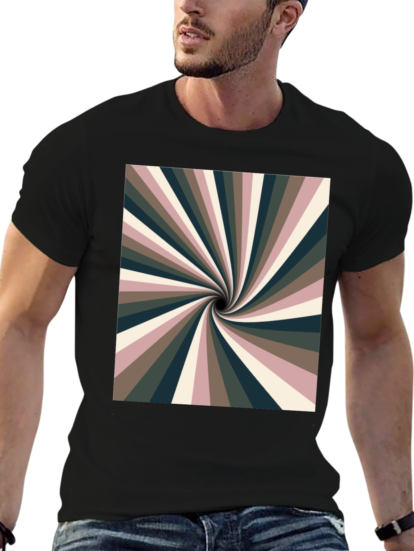 Retro Swirl Graphic Black Tee